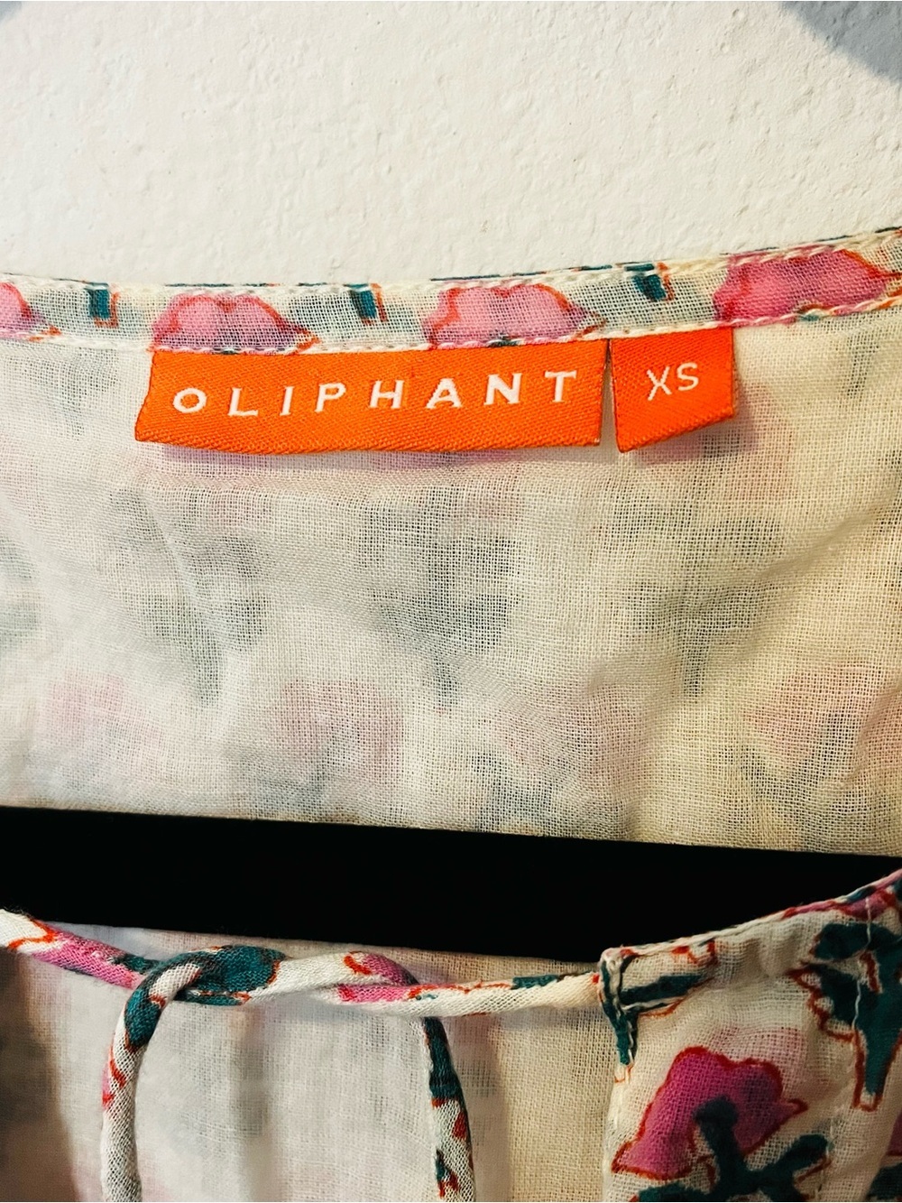 Oliphant XS Floral Block Print Cotton Tiered Maxi Dress Tassel Resort Boho - Picture 4 of 6